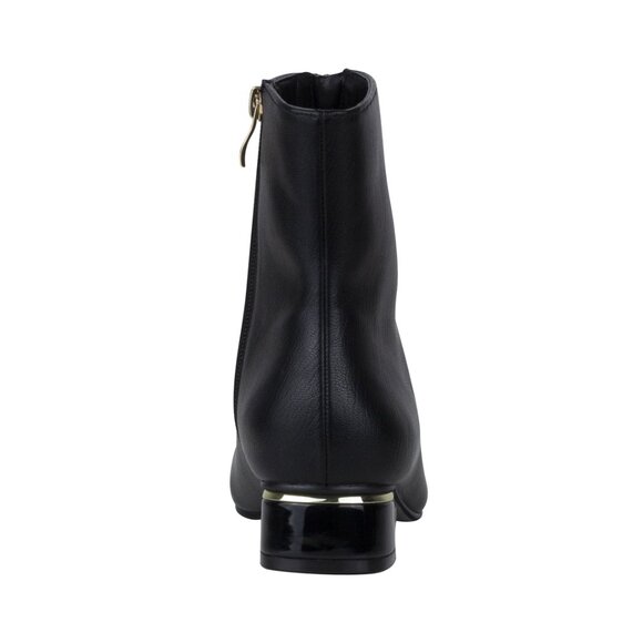 Cute Modern Womens Black Leather Ankle Metallic Heel Pointy Flat Boots - Picture 6 of 10